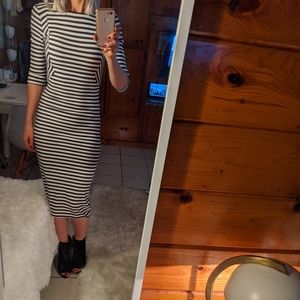 Zara navy and white striped dress